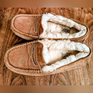 UGG Chestnut Shearling-Lined Moccasin Slippers